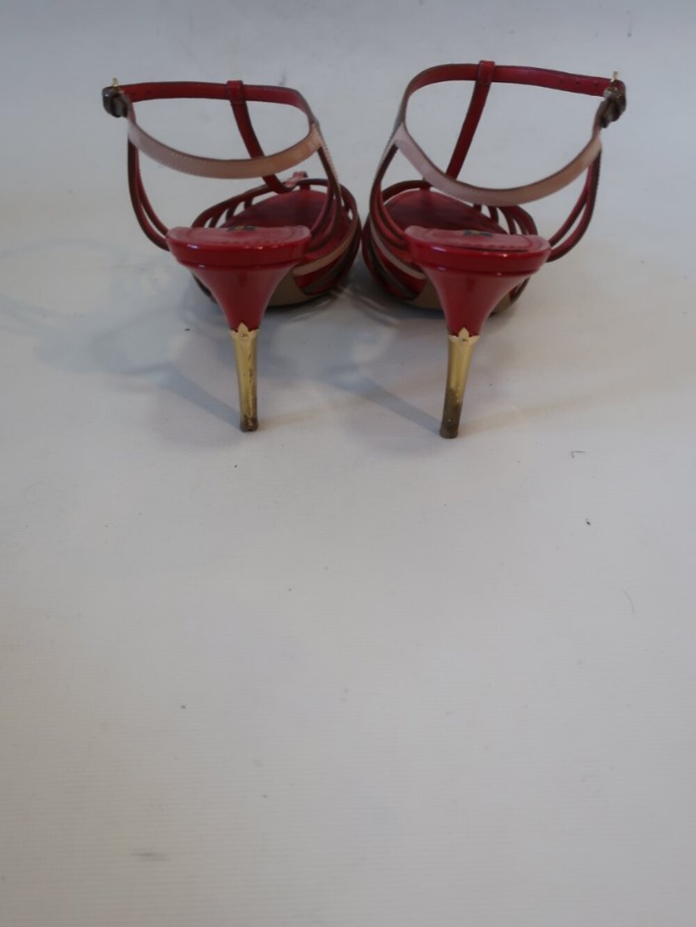 Women Louis Vuitton Red, Beige, Green Patent Leather T Strap Sandals 38 EU/US 8 - Picture 8 of 14
